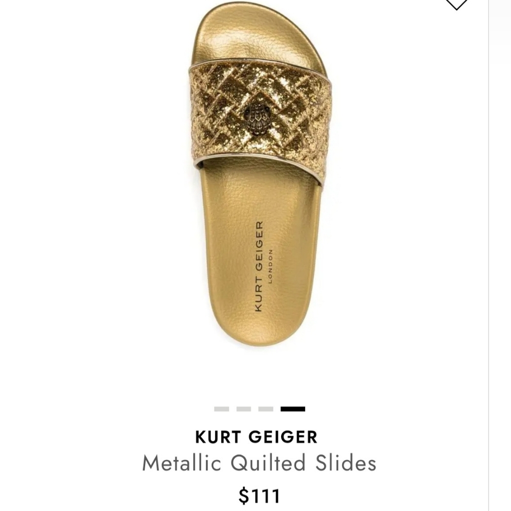 Kurt Geiger Gold Metallic Quilted Slides